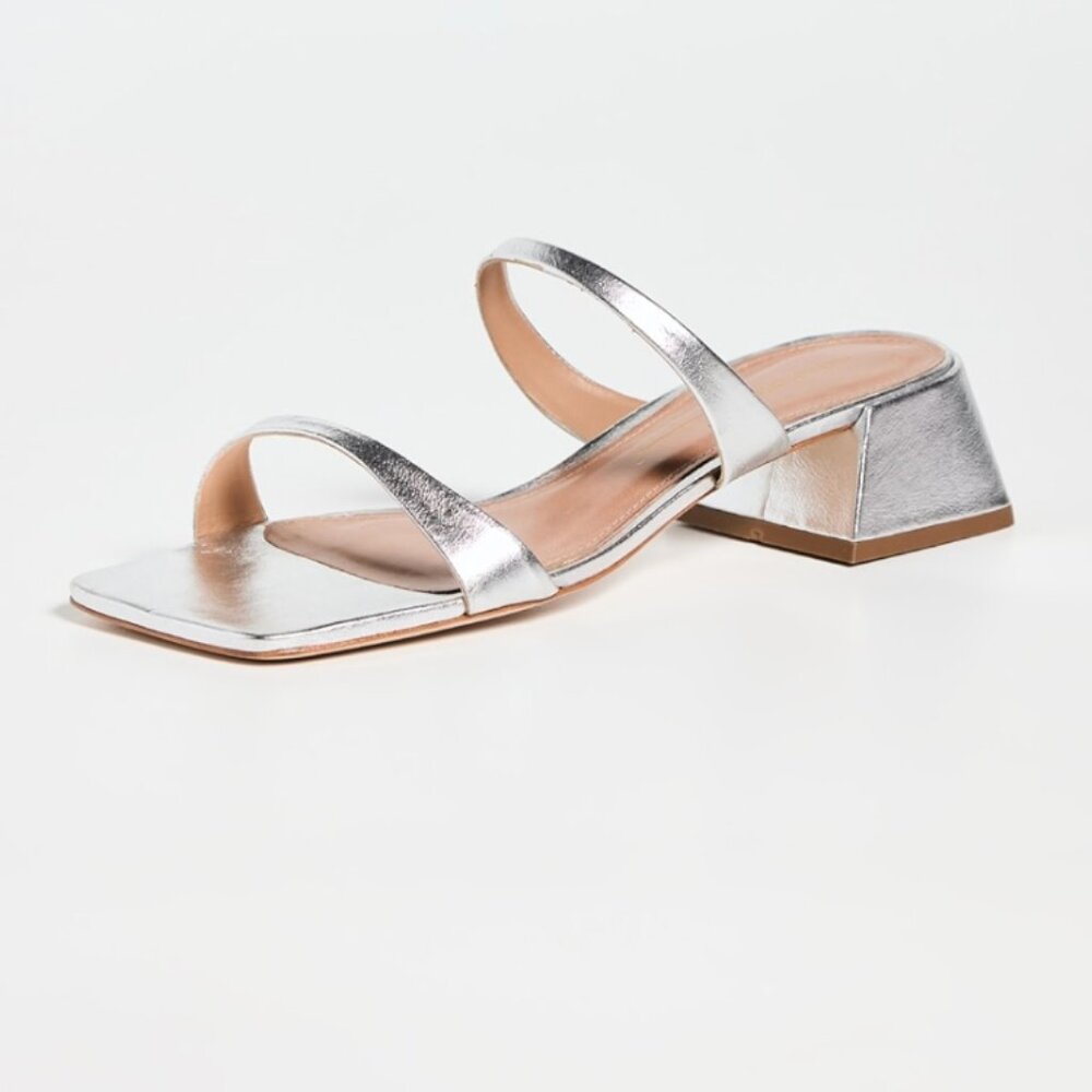 Intentionally Blank - Near Slide Silver Heeled Mules- Size 38 (7.5/8)